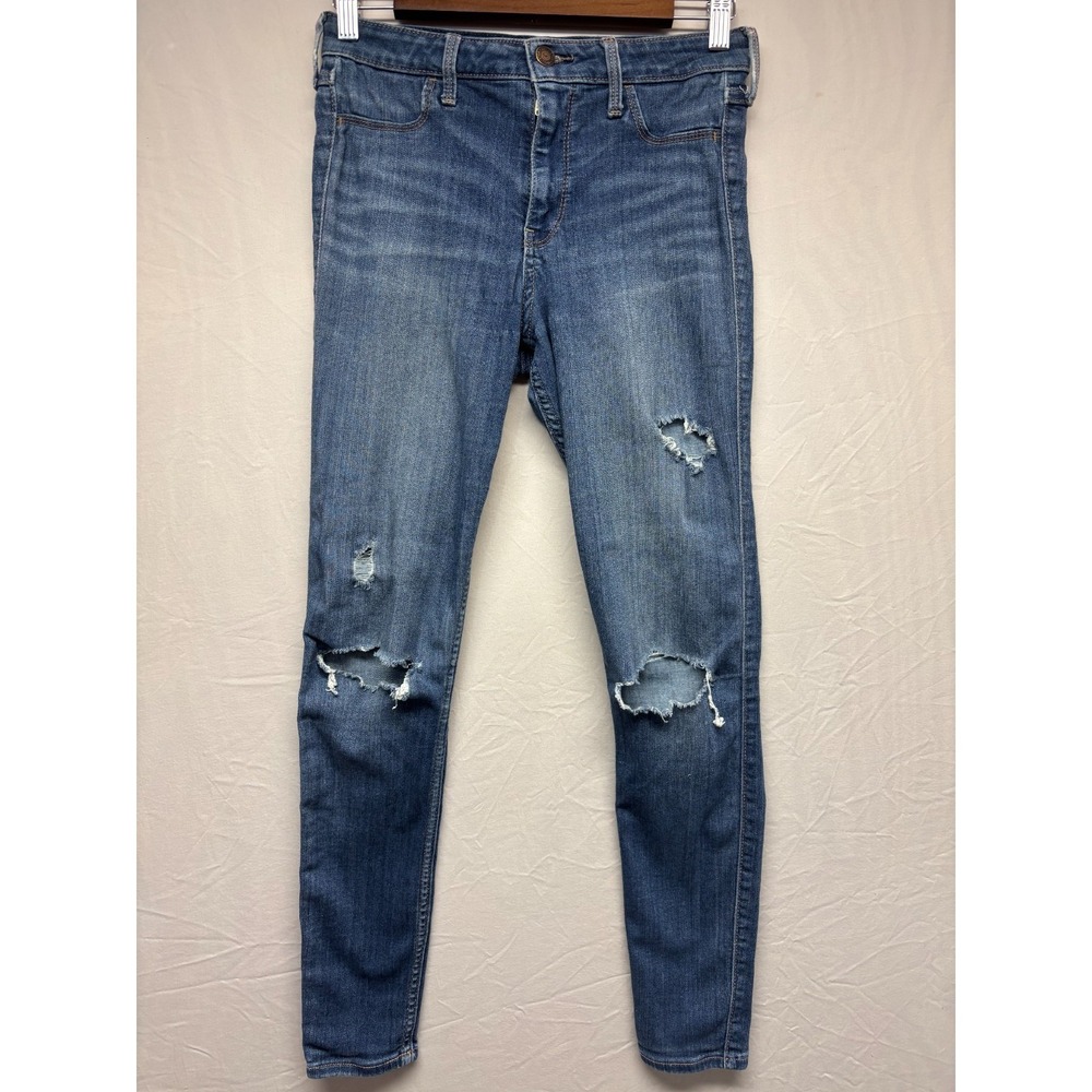 Hollister High Rise Jeans Legging Womens Blue Advance Stretch Denim Distress 5R